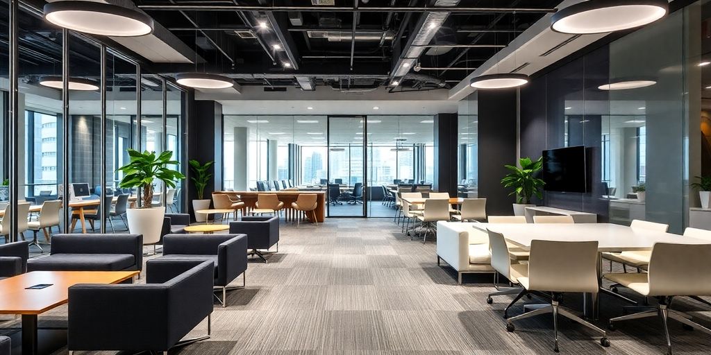 Modern office interior in Manila, bright and spacious.