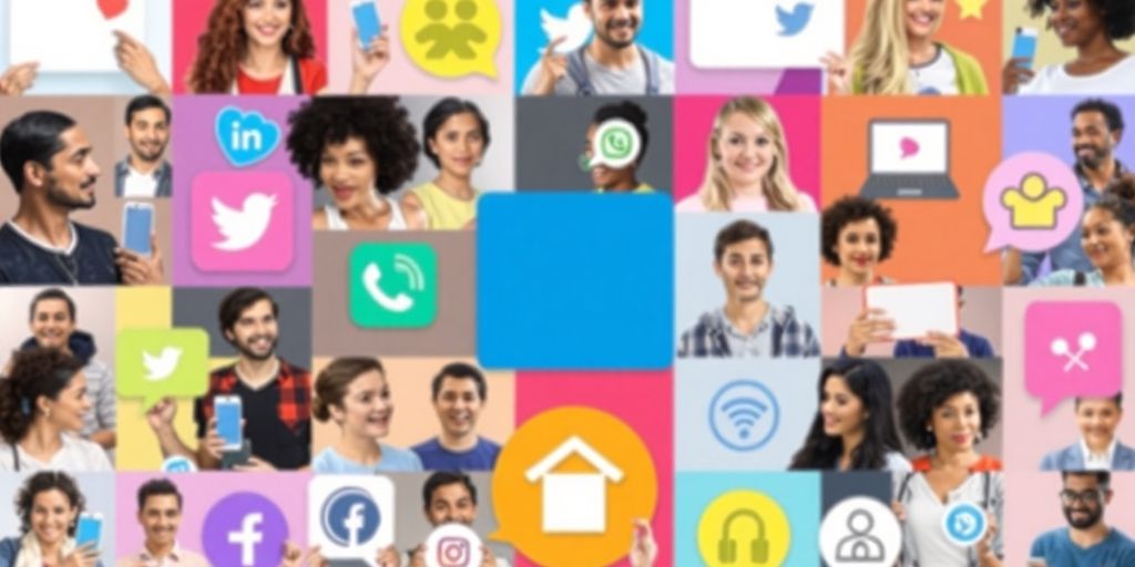 Social media contest platform. Diverse people engaging in social media contests.