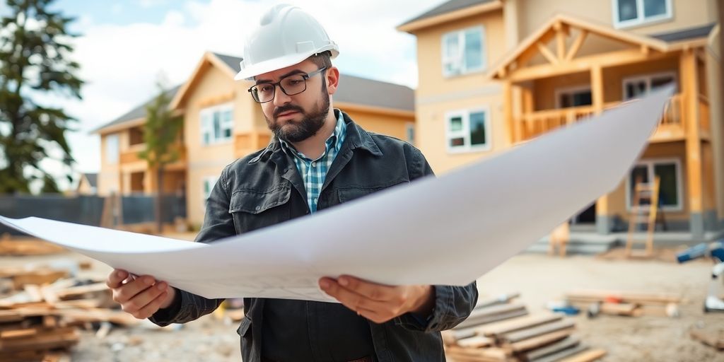 Contractor inspecting a home renovation project.
