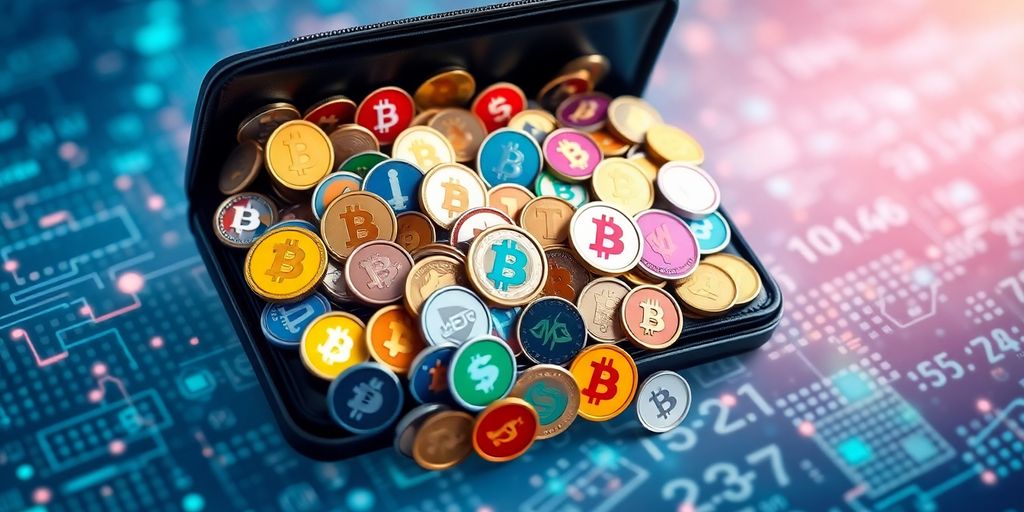 Digital wallet holding various cryptocurrencies.