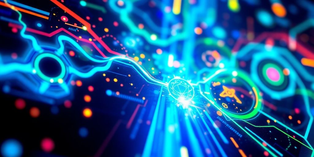 Colorful game elements on a vibrant screen.