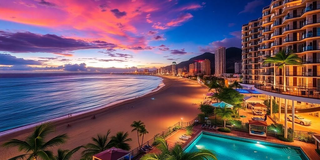 Patong Beach view with condos and nightlife atmosphere.