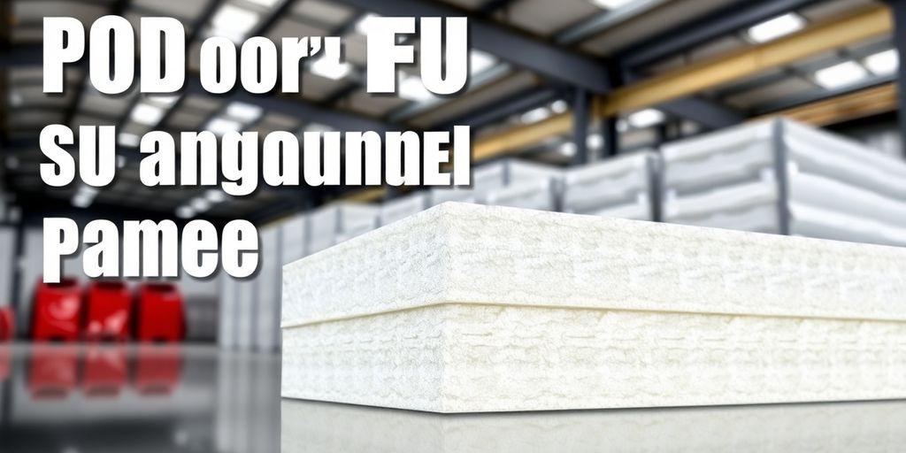 Close-up of PU sandwich panel in cold storage facility.