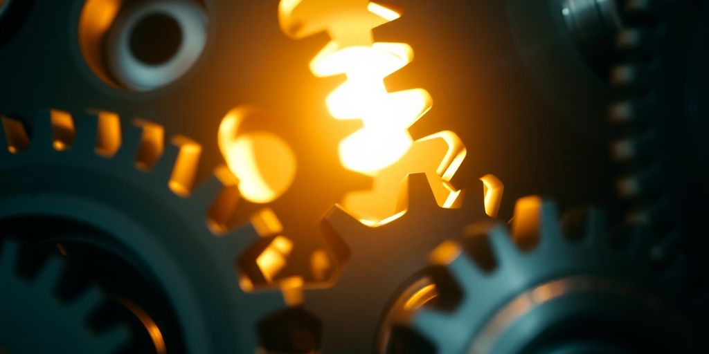 Website gears turning smoothly with a bright backdrop.