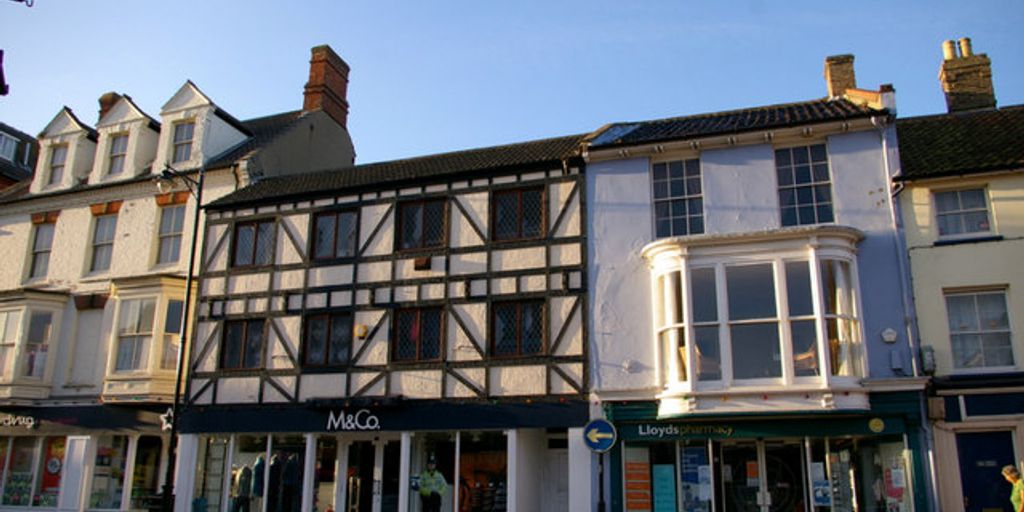 modern shopping mall with fashion stores and antique shops in Norfolk