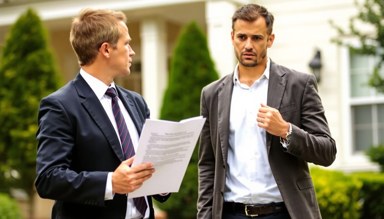 Process server delivering legal documents to a reluctant recipient.