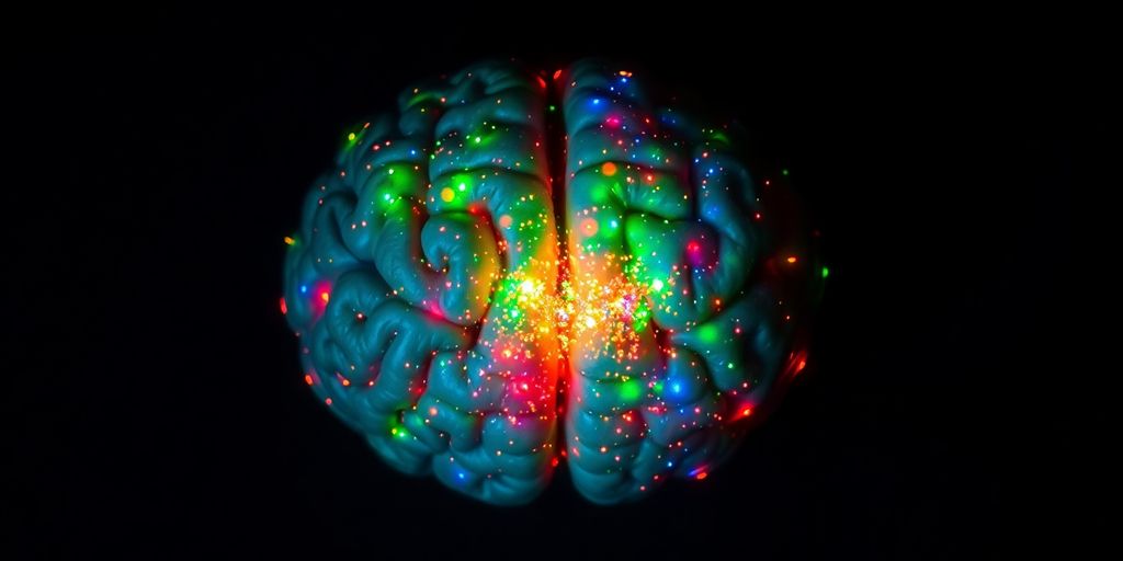 Brain with scattered focus points.