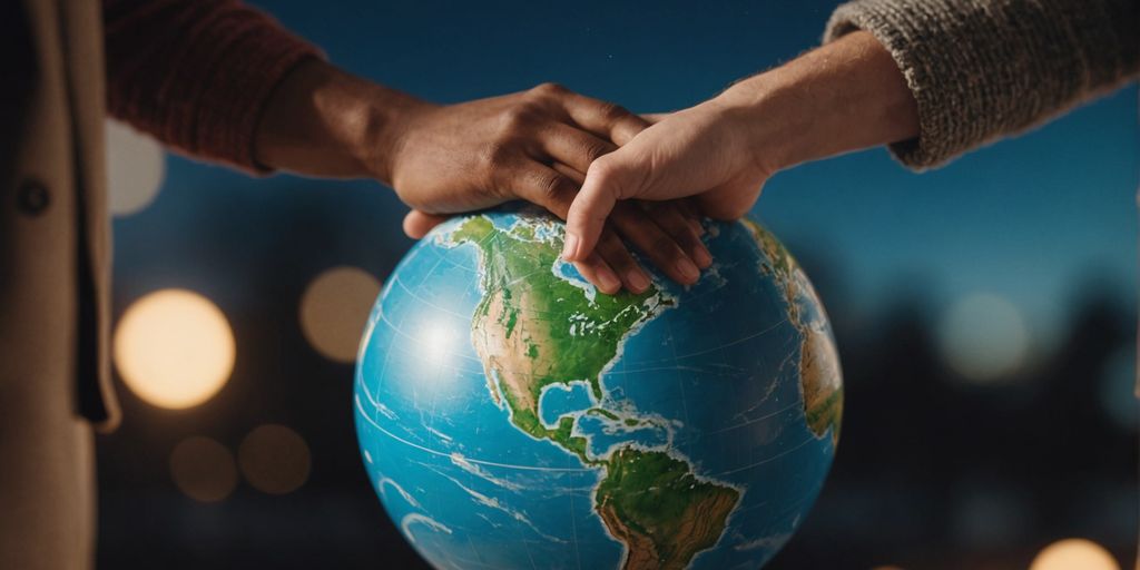 Diverse couples holding hands around a globe, symbolizing polyamory.