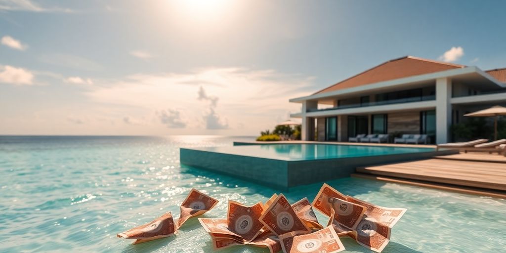 Tropical Thai beach, luxury villa, lost money.