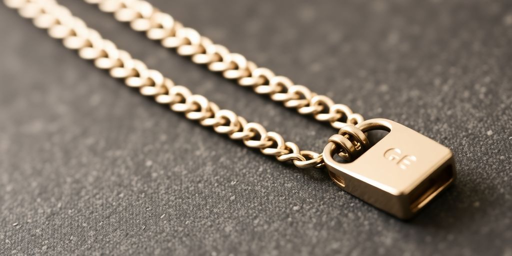 Close-up of a stylish 18 inch men’s chain necklace.