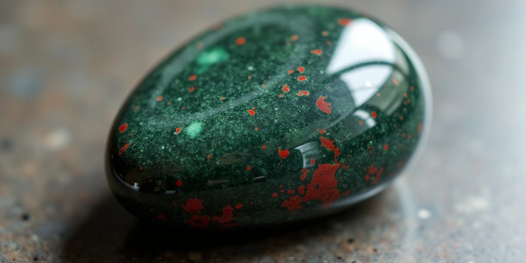 Pietra di eliotropio verde con macchie rosse