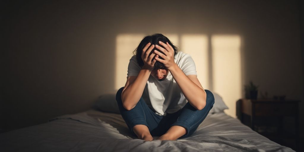 Person in despair, symbolizing anxiety and stress.