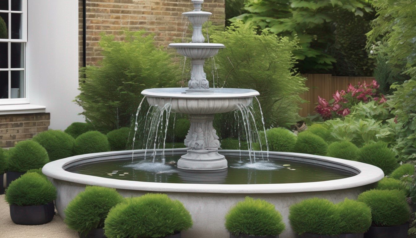 London garden pond fountain