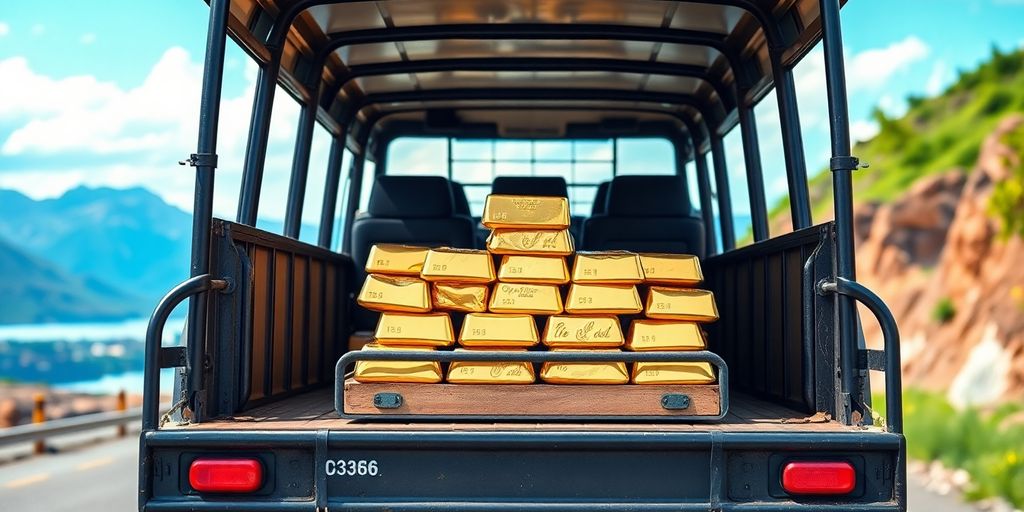 Véhicule de transport sécurisé avec des lingots d'or.