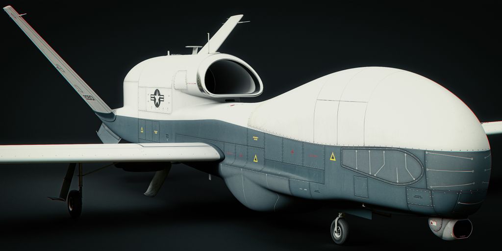 A white and gray airplane with a black background