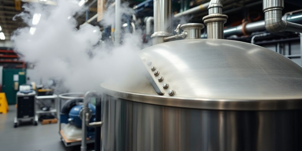 Steam water boiler in automotive manufacturing facility.