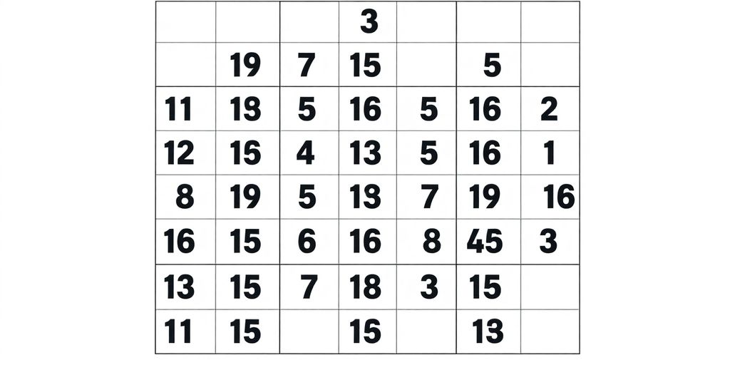 A close-up of a Sudoku grid with numbers