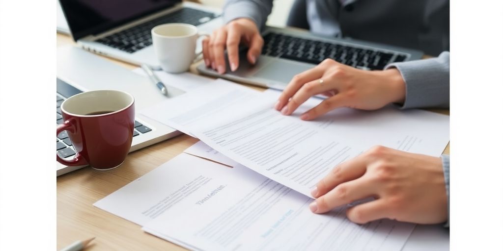 Person organizing notes for SEO content planning.