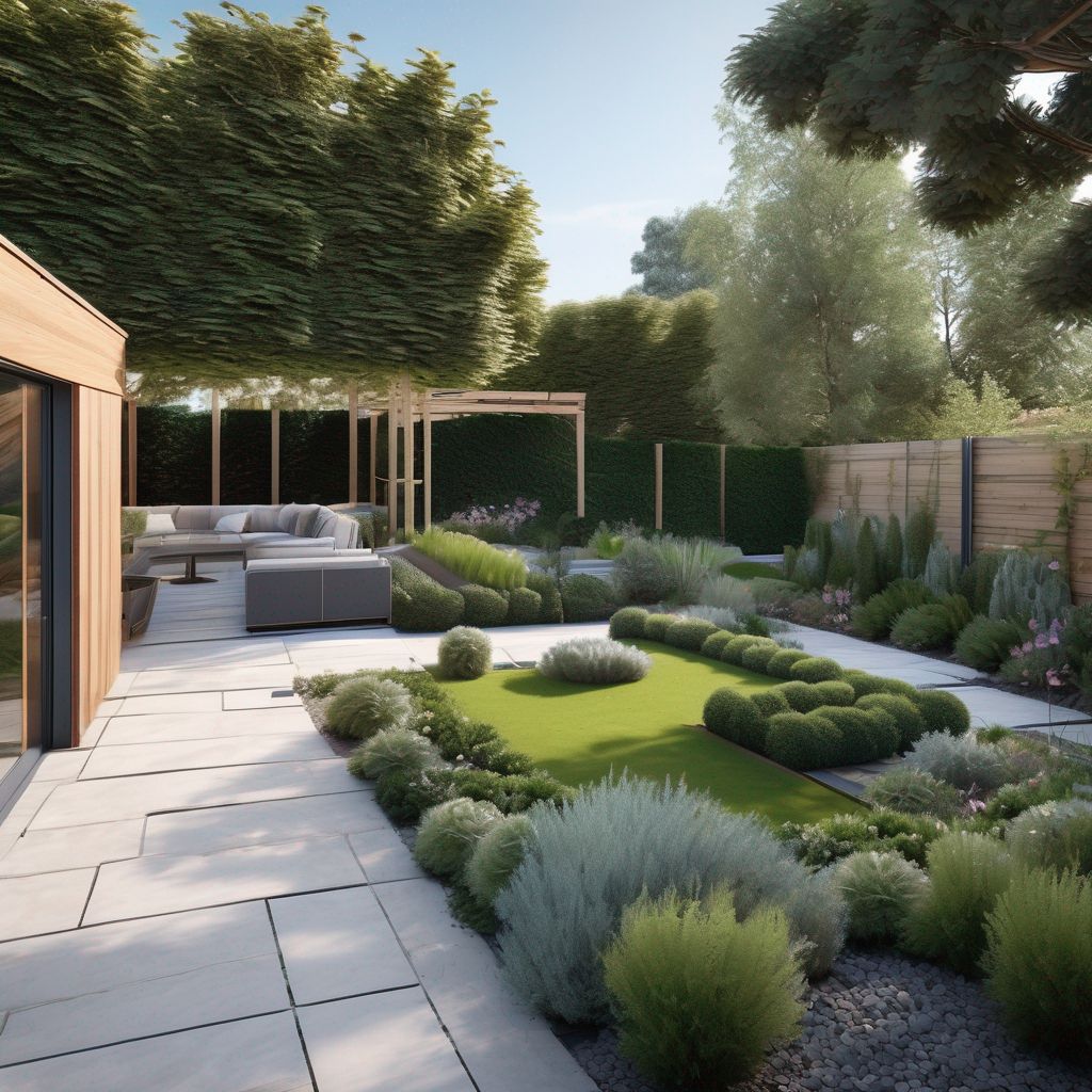 beautifully landscaped garden with balanced proportions