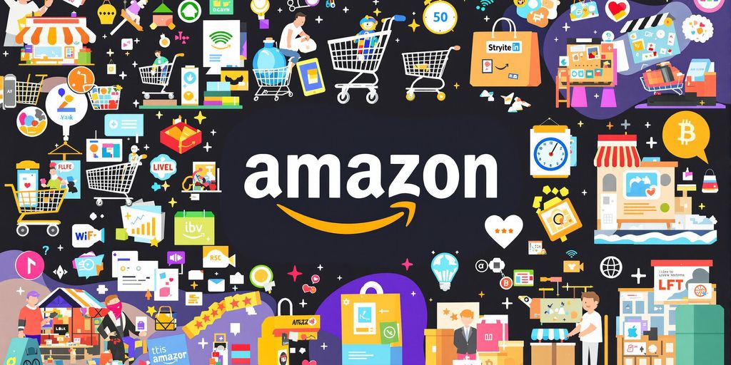 Collage of shopping carts and digital icons representing competitors.