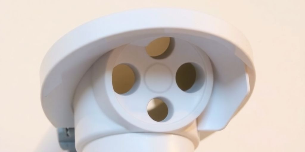 Close-up of a PVC vent cap on a pipe.