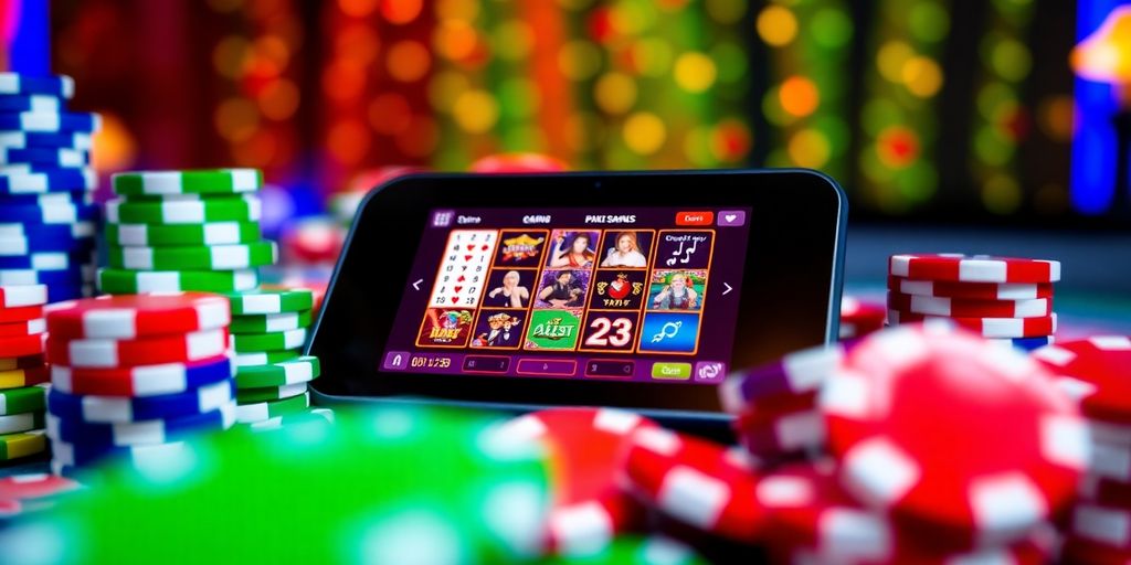 Digitale gokapparaten met casino elementen in beeld.