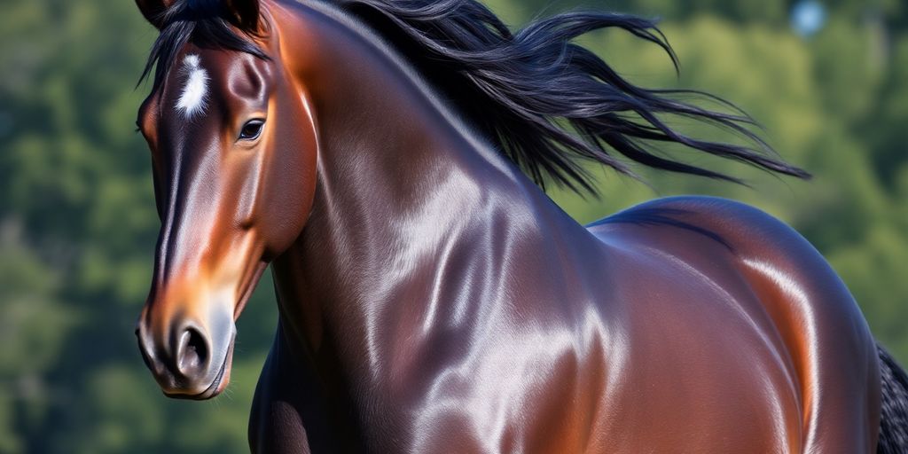 A beautiful mare with a flowing mane.