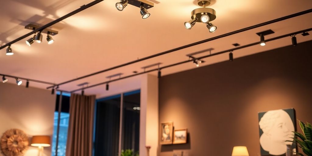 Modern track lights illuminating a stylish interior space.
