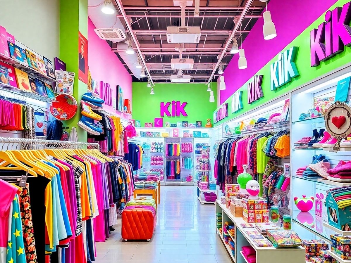 Magazin Kik plin de produse colorate.