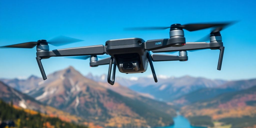 Drone survolant un paysage magnifique avec l'application OpenSky.
