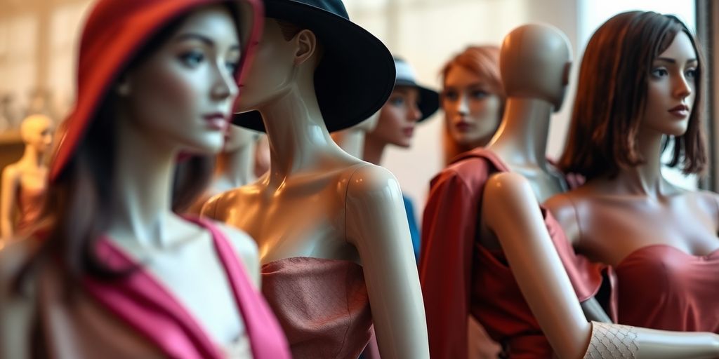 Mannequins in stylish clothes.