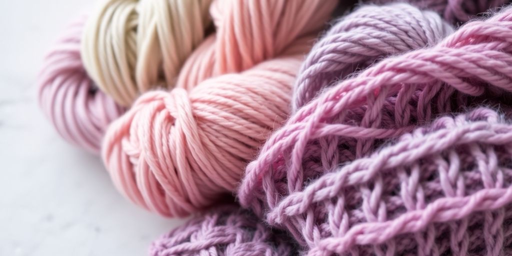 Yarn skeins, slightly different shades, knitting project.