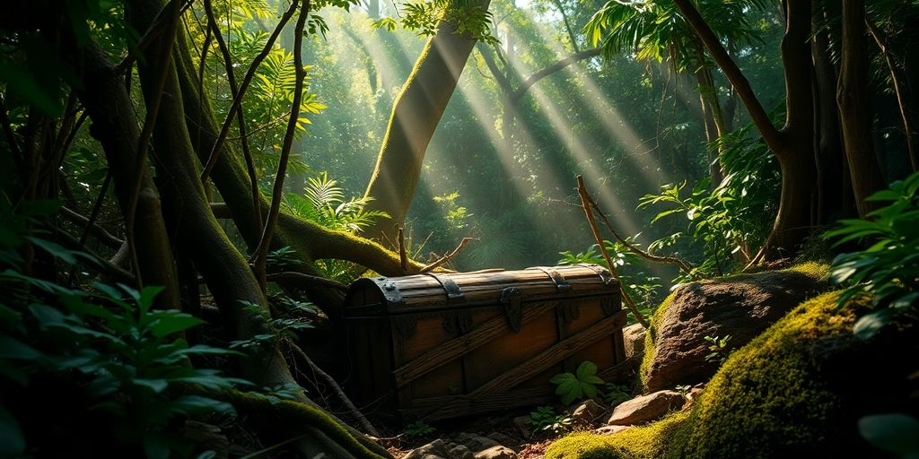 Trésor de guerre japonais caché dans une jungle luxuriante.