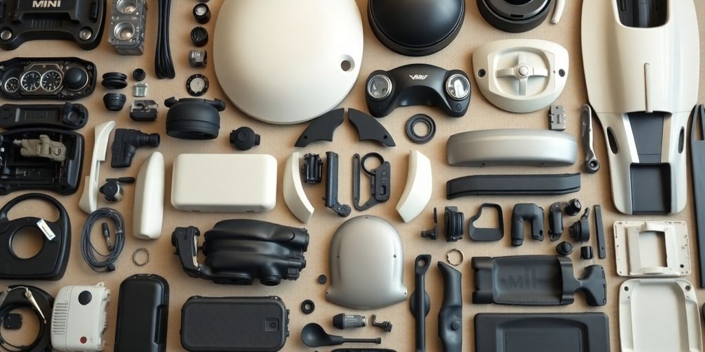 A collection of various Mini Cooper parts.