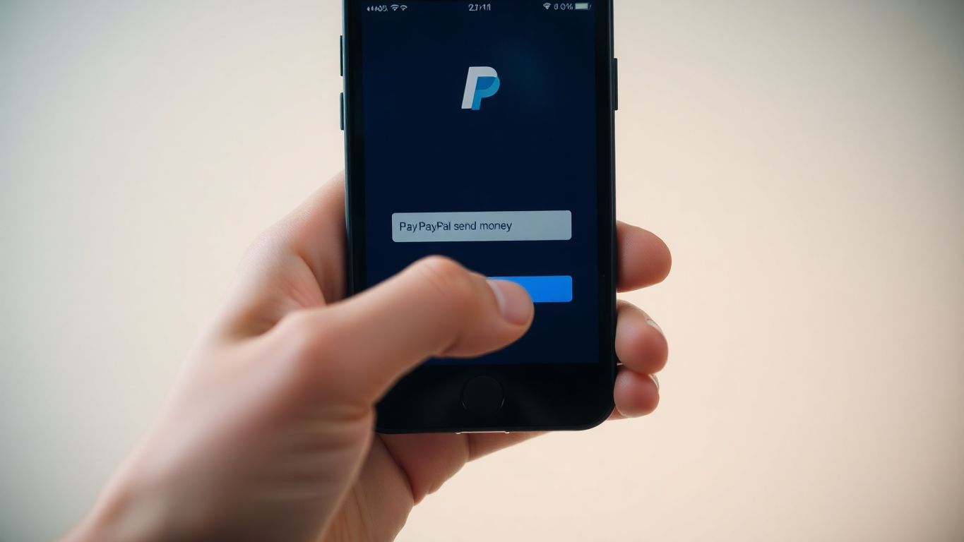 Smartphone com o aplicativo PayPal para enviar dinheiro.