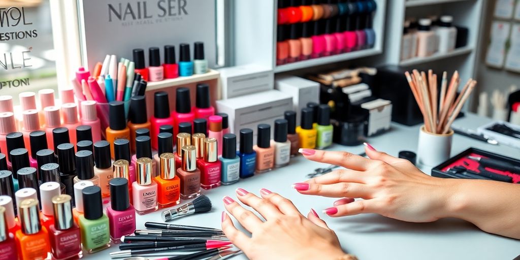 Imagem colorida de um estúdio de design de unhas.