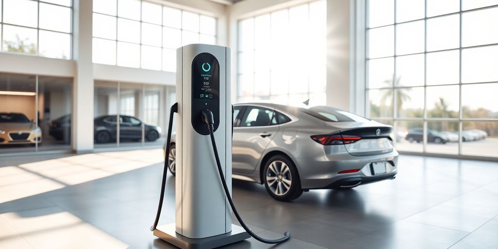 EV charger at dealership