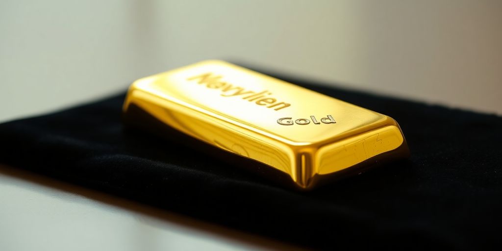 Lingot d'or brillant sur un fond sombre.