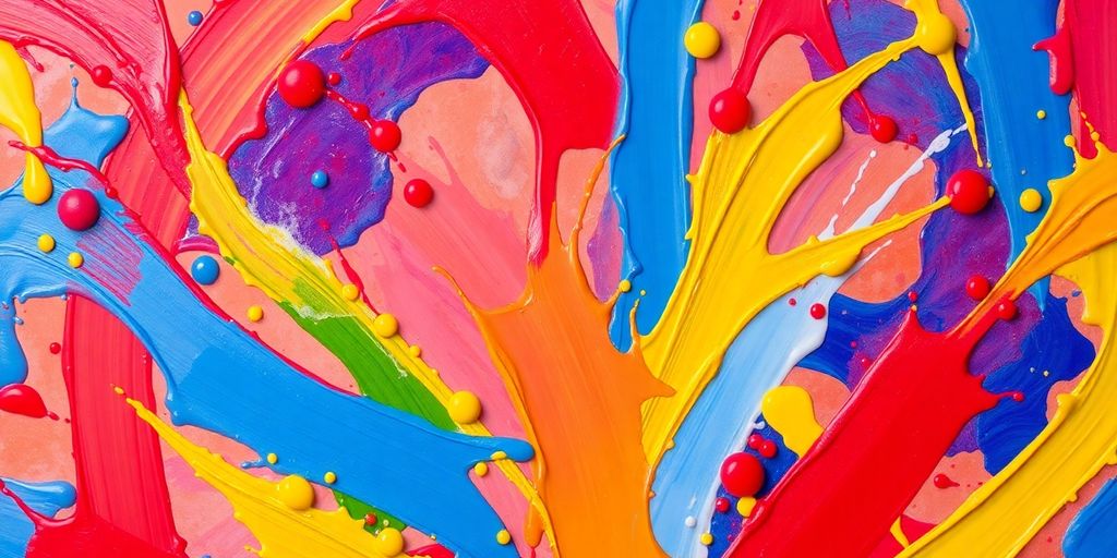 Colorful paint splashes illustrating artistic emotion and expression.