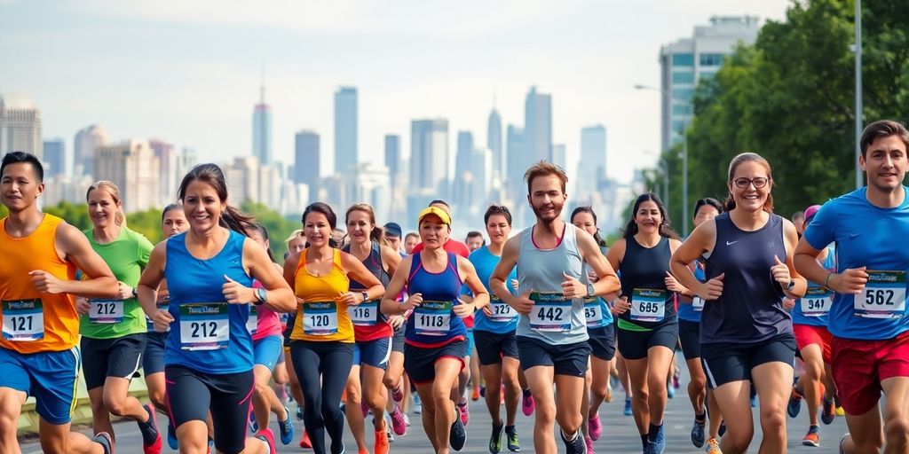 Runners participating in a half marathon event outdoors.