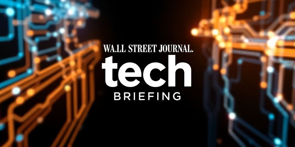WSJ Tech News Briefing logo with digital circuit patterns.
