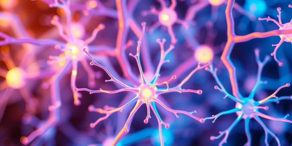 Colorful neurons with glowing connections.