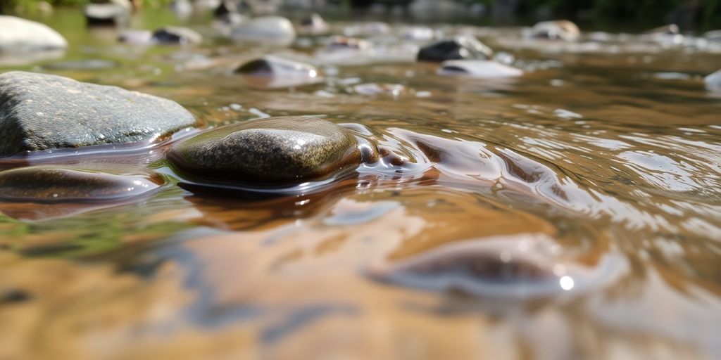 Flowing water over rocks in a tranquil scene.