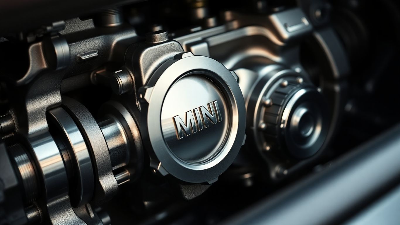 Close-up of a shiny Mini Cooper gearbox