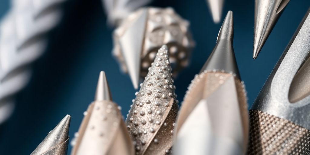 Close-up of nail drill bits with varied grit sizes.