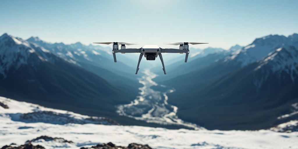 A Xag P150 drone flying over majestic Alaskan mountains.