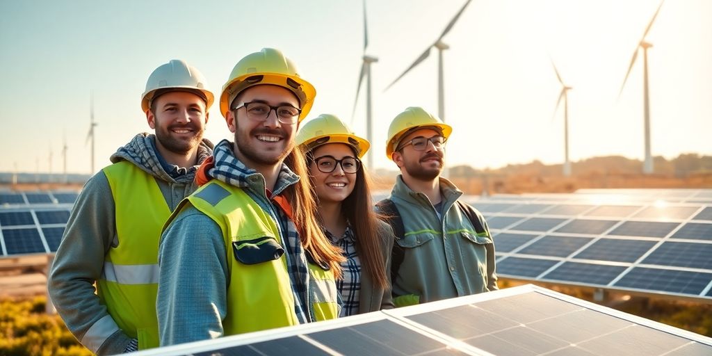 Ingénieurs travaillant dans des installations d'énergie renouvelable.