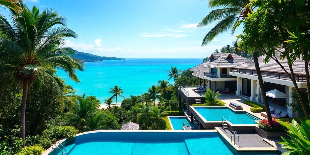 Luxury Phuket resort with infinity pool.