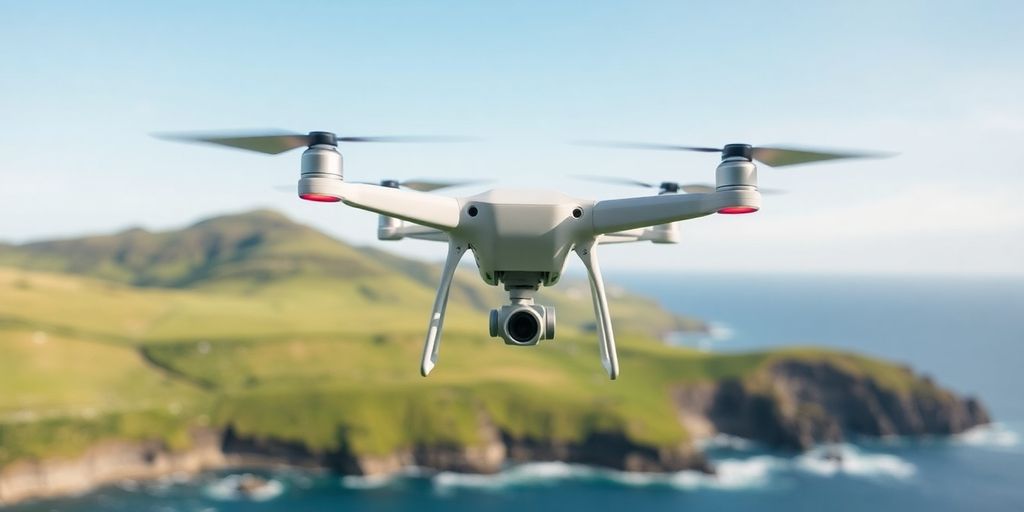Drone volant au-dessus d'un paysage irlandais.