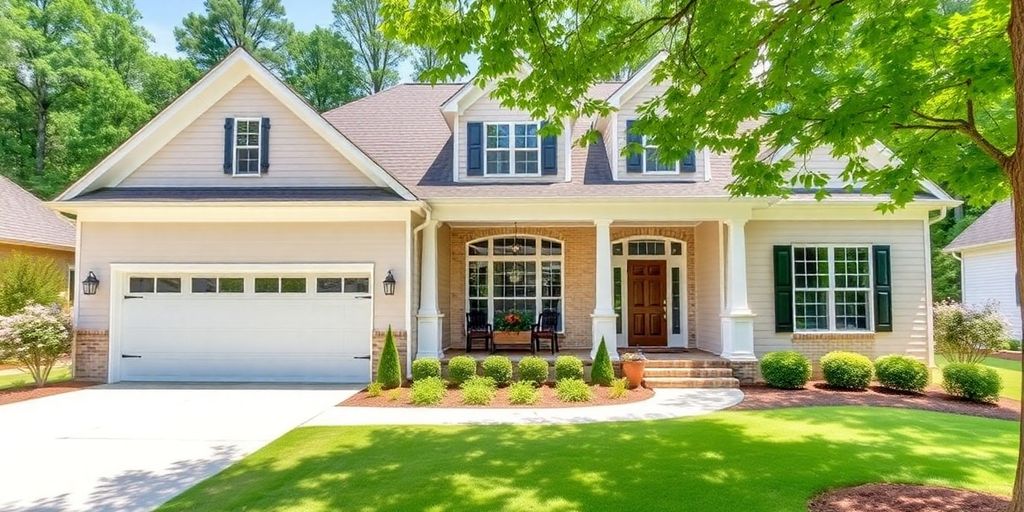 Elegant custom home exterior in Peachtree City.